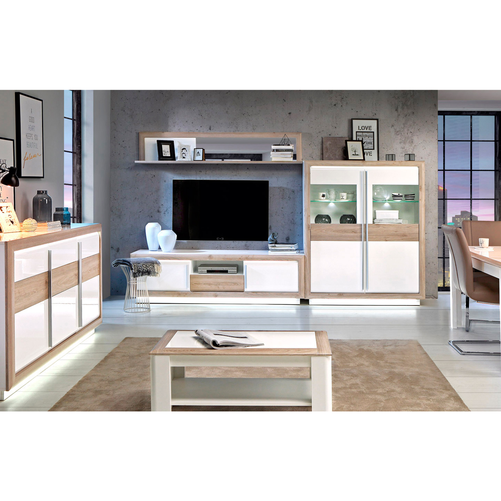 Вітрина CANNE дуб Нельсон/білий глянець