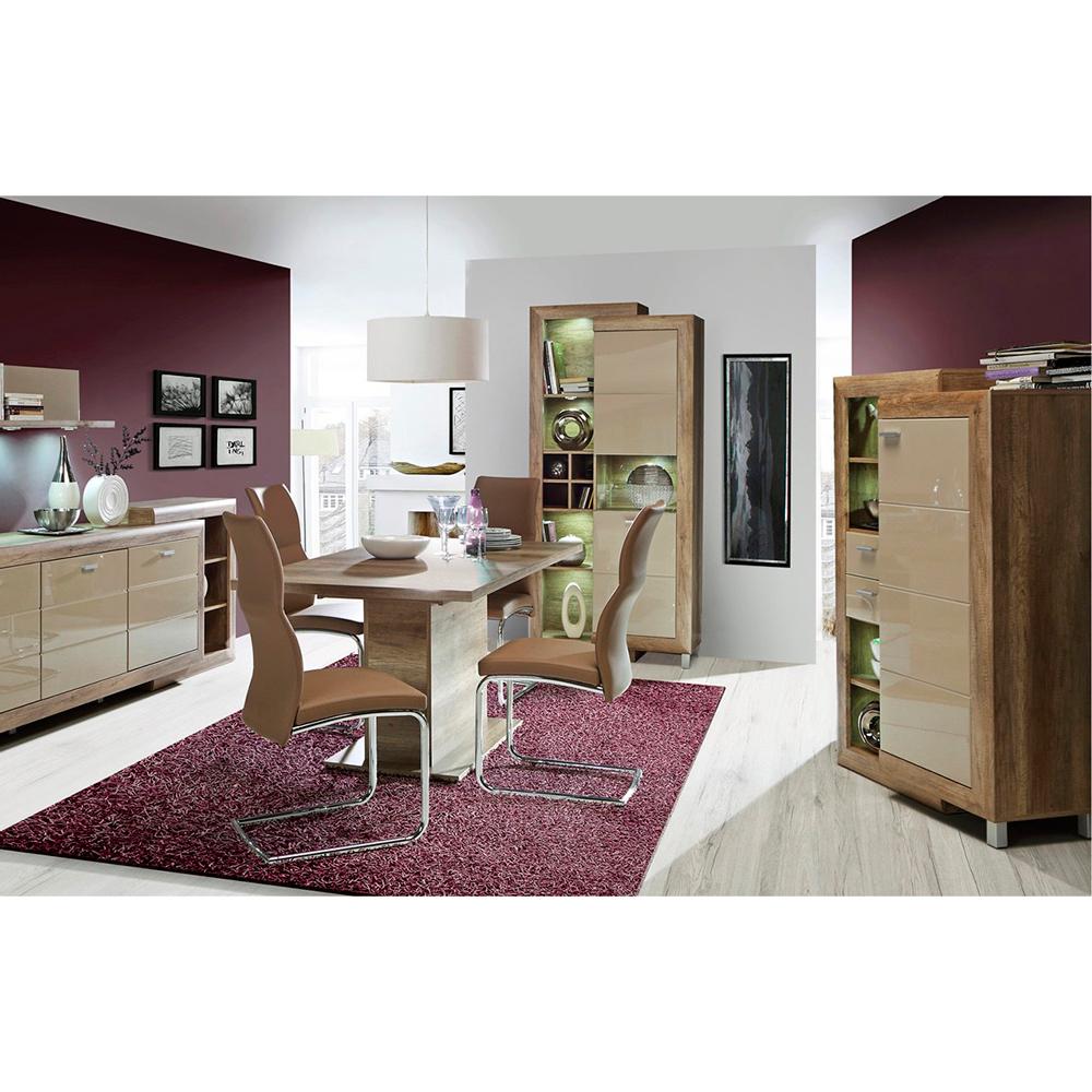 Вітрина висока GENETIC дуб античний/беж глянець